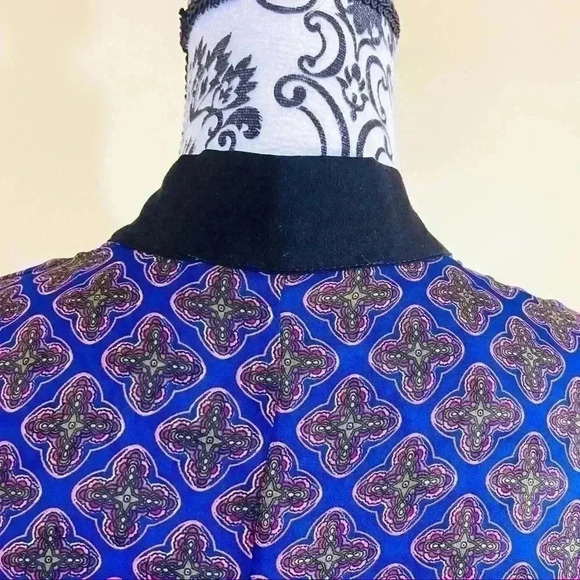 Sans Souci Purple Celtic Print Sheer Open-Front 3/4 Sleeve Kimono Cardigan XS - Picture 9 of 12